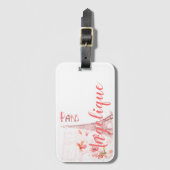 Paris Scene and Pink Flowers Custom Bagagelabel (Voorkant (verticaal))