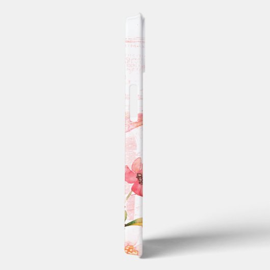 Paris Scene and Pink Flowers Custom Case-Mate iPhone Case (Achterkant / Rechts)