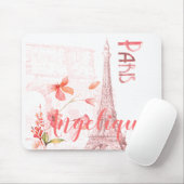 Paris Scene and Pink Flowers Custom Muismat (Met muis)