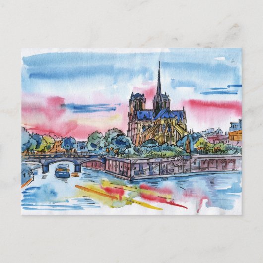 Paris schets ansichtkaart briefkaart (Voorkant)