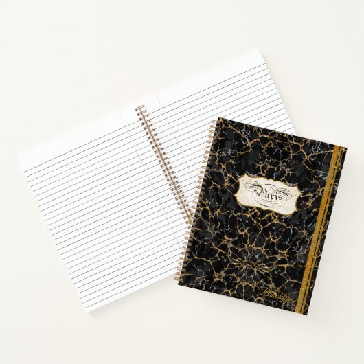 Paris Script Calligraphy  Black en Gold Notitieboek (Binnen)