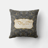 Paris Script  Marble Black in Gold Glitter Kussen (Achterkant)