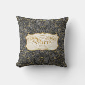 Paris Script  Marble Black in Gold Glitter Kussen (Voorkant)