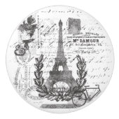 Paris  Script Postage Collage Style Keramische Knop (Voorkant)