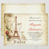 PARIS shabby bruidsdouche uitnodigingen (Voorkant / Achterkant)