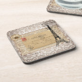 Paris  Shabby Chic Eiffel Tower Bier Onderzetter (Linkerzijde)