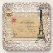 Paris  Shabby Chic Eiffel Tower Bier Onderzetter (Voorkant)
