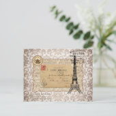 Paris Shabby Chic Eiffel Tower Briefkaart (Staand voorkant)