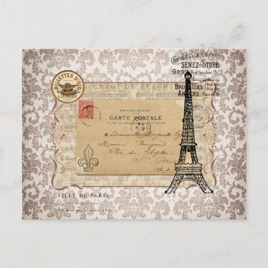 Paris Shabby Chic Eiffel Tower Briefkaart (Voorkant)