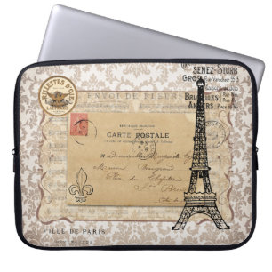 Paris Shabby Chic Eiffel Tower Laptop Sleeve