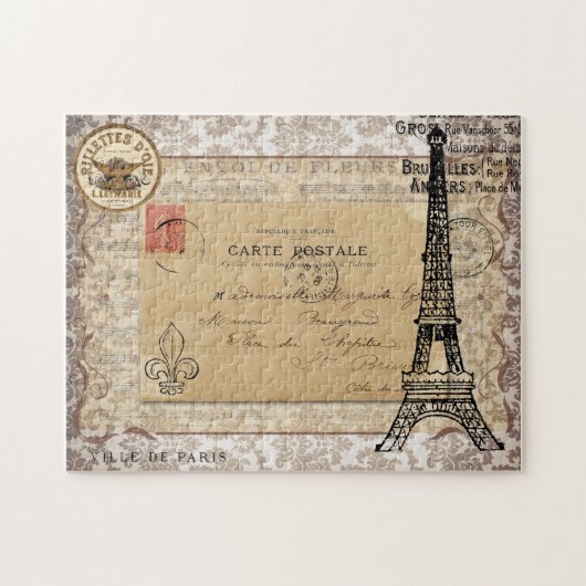 Paris Shabby Chic Eiffel Tower Legpuzzel (Horizontaal)