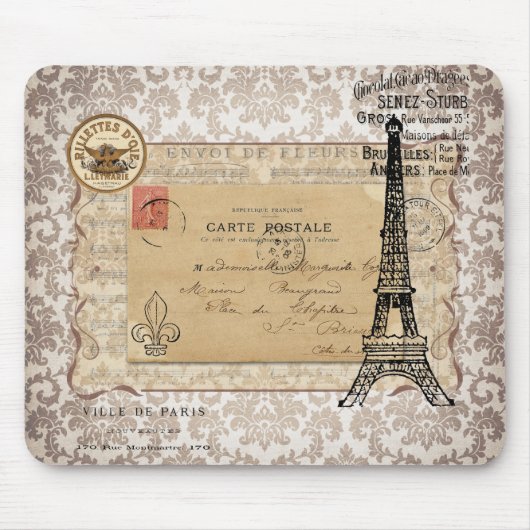 Paris  Shabby Chic Eiffel Tower Muismat (Voorkant)