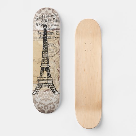 Paris Shabby Chic Eiffel Tower Persoonlijk Skateboard (Voorkant)