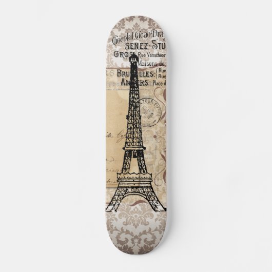 Paris Shabby Chic Eiffel Tower Persoonlijk Skateboard (Voorkant)