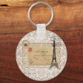 Paris Shabby Chic Eiffel Tower Sleutelhanger (Voorkant)