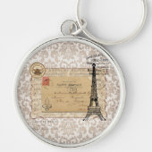 Paris  Shabby Chic Eiffel Tower Sleutelhanger (Voorkant)