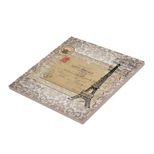 Paris  Shabby Chic Eiffel Tower Tegeltje (Zijkant)
