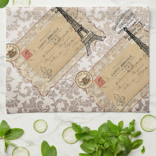 Paris  Shabby Chic Eiffel Tower Theedoek (Gevouwen)