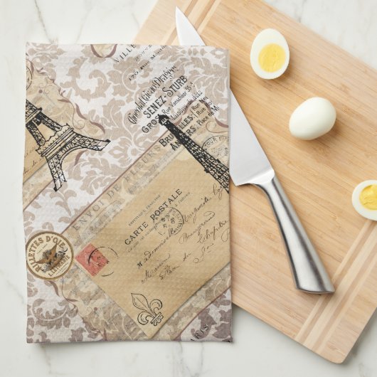 Paris  Shabby Chic Eiffel Tower Theedoek (Quarter Fold)