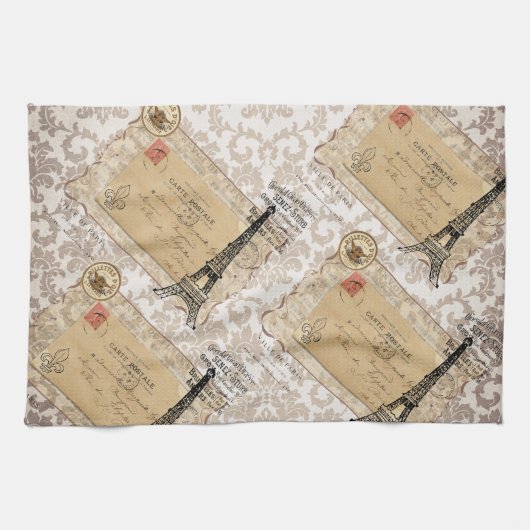 Paris  Shabby Chic Eiffel Tower Theedoek (Horizontaal)