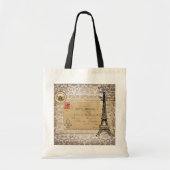 Paris Shabby Chic Eiffel Tower Tote Bag (Voorkant)