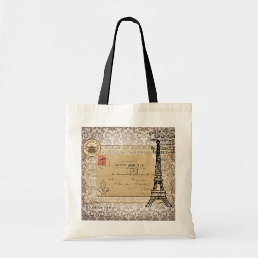 Paris  Shabby Chic Eiffel Tower Tote Bag (Voorkant)