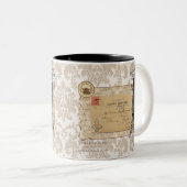 Paris  Shabby Chic Eiffel Tower Tweekleurige Koffiemok (Voorkant rechts)