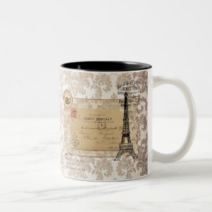 Paris  Shabby Chic Eiffel Tower Tweekleurige Koffiemok