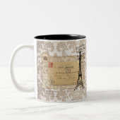Paris  Shabby Chic Eiffel Tower Tweekleurige Koffiemok (Links)