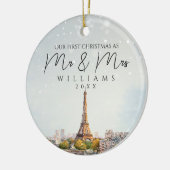 Paris Silhouette Eerste Kerstmis Als Meneer & Mevr Keramisch Ornament (Links)