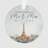 Paris Silhouette Eerste Kerstmis Als Meneer & Mevr Ornament (voorkant)