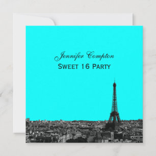 Paris Silhouette Geëtst DIY Achtergrond Kleur SQ S Kaart