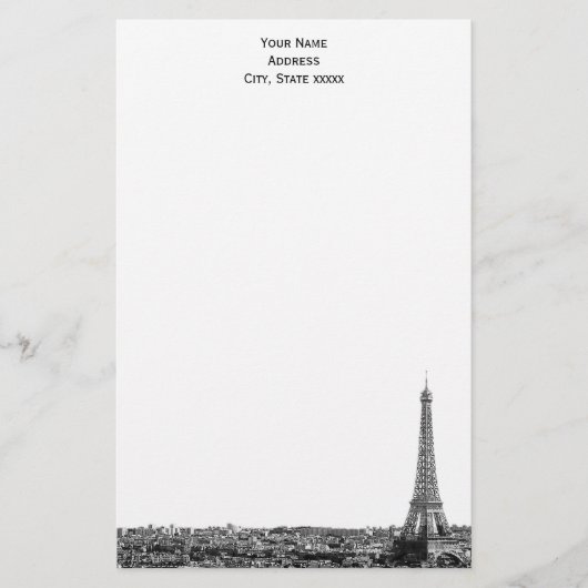 Paris Silhouette Gegraveerd 01 Briefpapier (Voorkant)