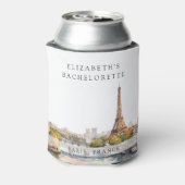 Paris Silhouette Waterverf Afscheid Als Bruid Week Blikjeskoeler (Blikje Achterkant)