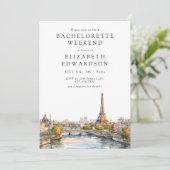 Paris Silhouette Waterverf Afscheid Als Bruid Week Kaart (Staand voorkant)