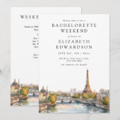 Paris Silhouette Waterverf Afscheid Als Bruid Week Kaart (Voorkant / Achterkant)