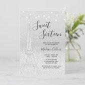 Paris Silver Glitter Lights Sweet 16 Kaart (Staand voorkant)
