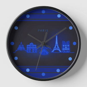 Paris Skline Neon Blue Kijk de muur rond