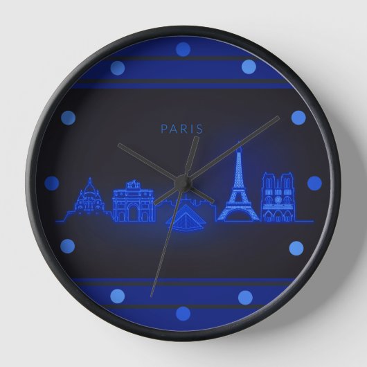 Paris Skline Neon Blue Kijk de muur rond (Voorkant)