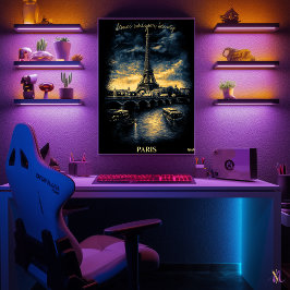 Paris Skyline - Charcoal Monochrome Art - Stedelij Poster