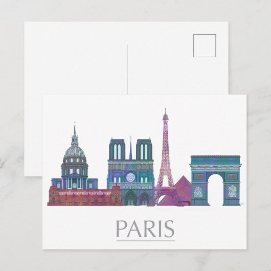 Paris Skyline Colored Buildings Briefkaart (Voorkant / Achterkant)