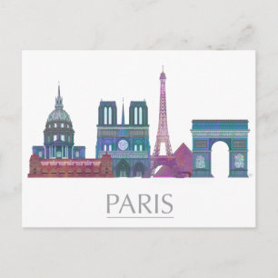 Paris Skyline Colored Buildings Briefkaart