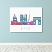 Paris Skyline Colored Buildings Canvas Afdruk (Insitu (Houten vloer))