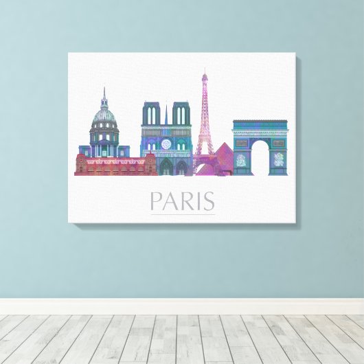Paris Skyline Colored Buildings Canvas Afdruk (Insitu (Houten vloer))