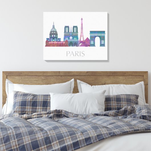 Paris Skyline Colored Buildings Canvas Afdruk (Insitu (Slaapkamer))