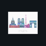 Paris Skyline Colored Buildings Canvas Afdruk<br><div class="desc">Paris Skyline Colored Buildings by Fab Funky. Kenmerken beroemde landmerken van Parijs in juwelen.</div>