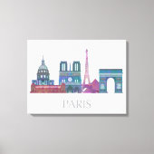 Paris Skyline Colored Buildings Canvas Afdruk (Voorkant)