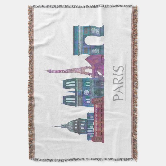 Paris Skyline Colored Buildings Deken (Voorkant Verticaal)