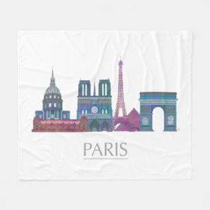 Paris Skyline Colored Buildings Fleece Deken