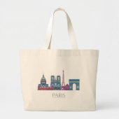 Paris Skyline Colored Buildings Grote Tote Bag (Voorkant)